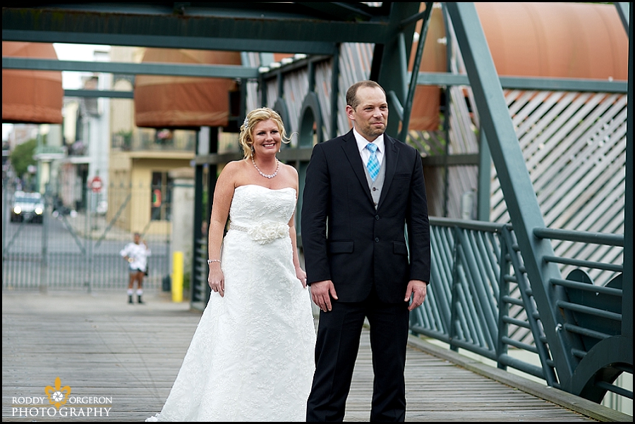 New Orleans bride and groom first look