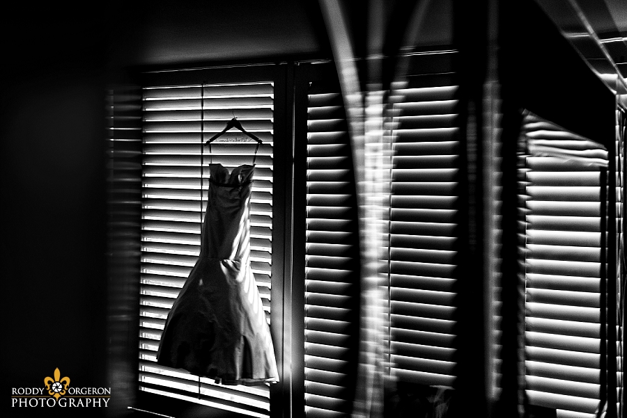 Reflection of wedding dress