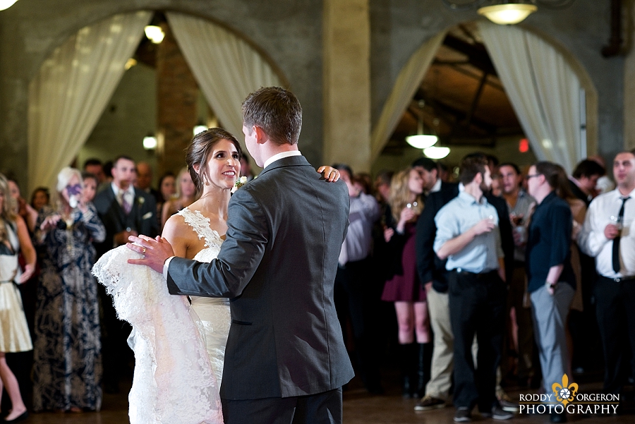 Bride and groom first dance at The Olde Dobbin Station in Texas