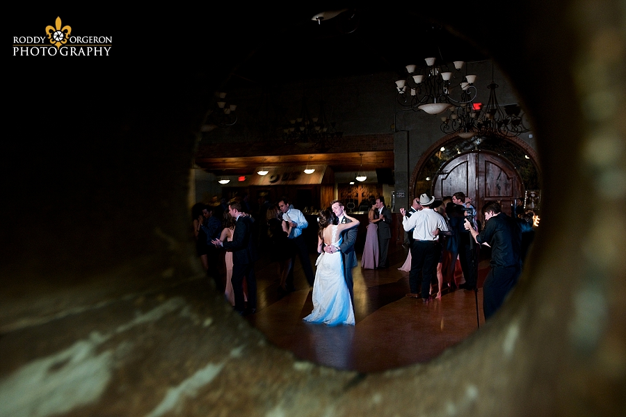 Bride and groom dancing at The Olde Dobbin Station in Texas