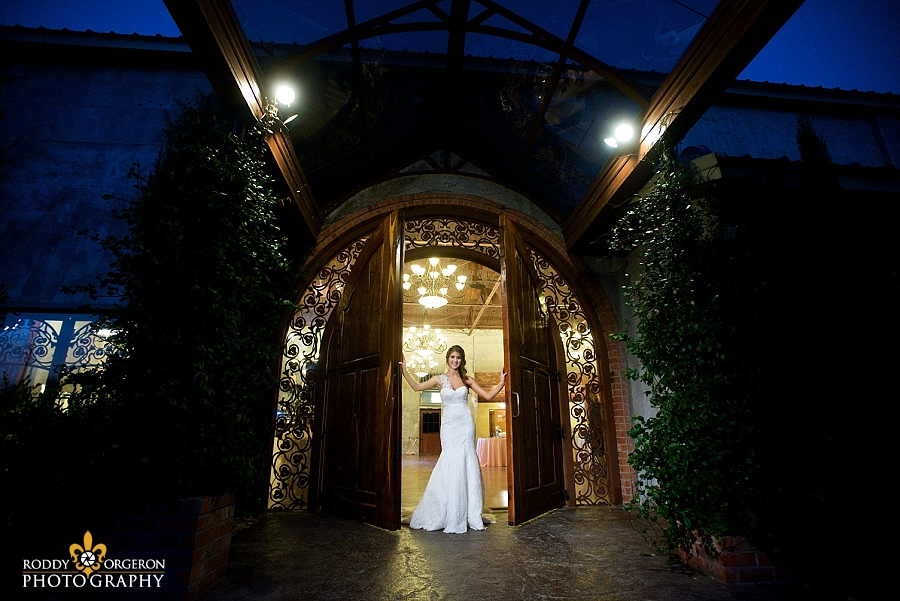 Bride poses for some portraits at The Olde Dobbin Station in Texas