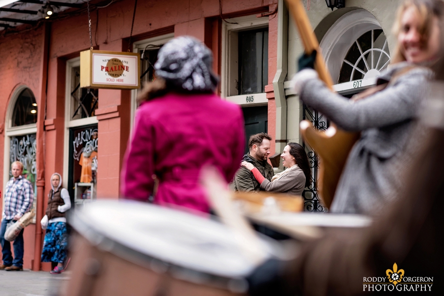 New Orleans Engagement Session on Frenchman street with a street band