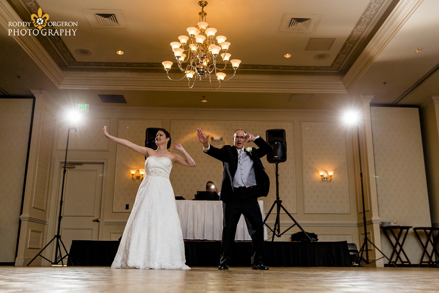 bride and her father first dance at the Hampton Inn in New Orleans