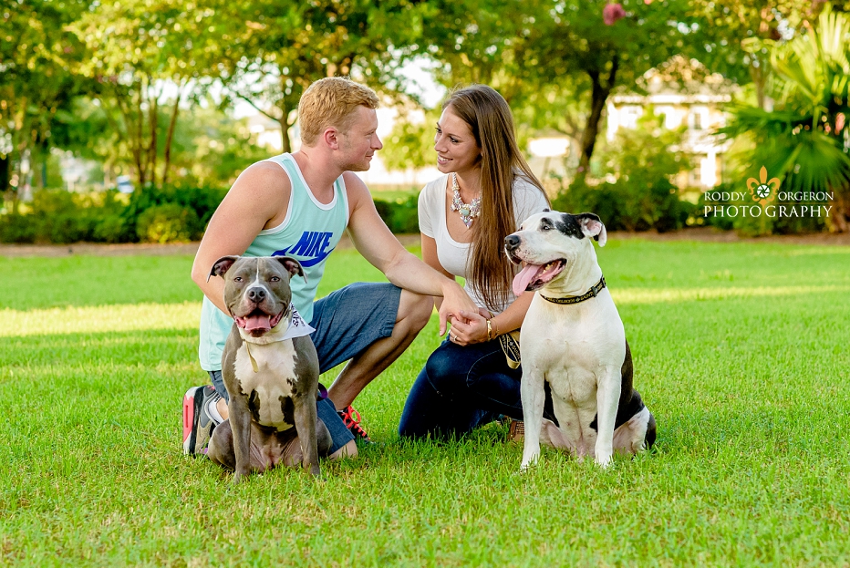 Engagement photos with dogs in New Orleans