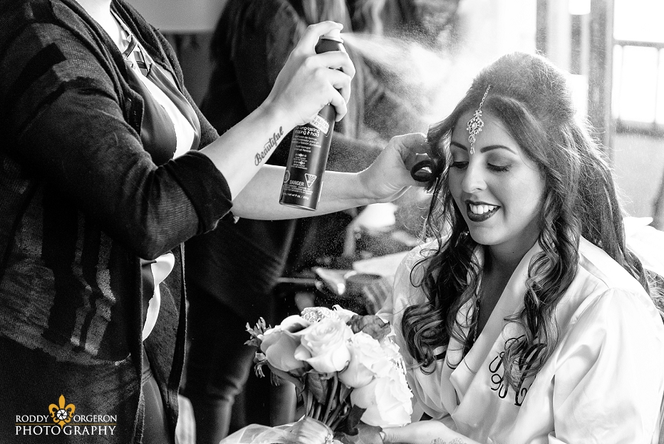 Indian Bride getting her hair done
