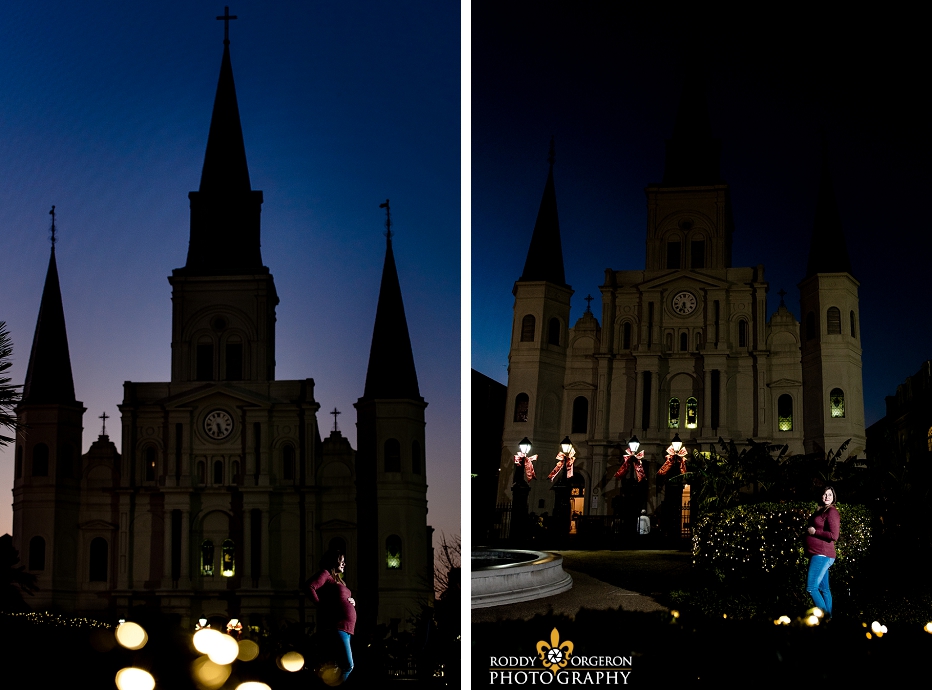 Maternity session in New Orleans in front of the Saint Louis Cathedral