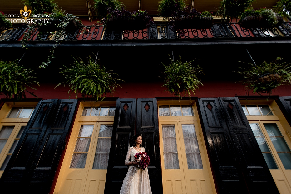 Bride in wedding dress in New Orleans