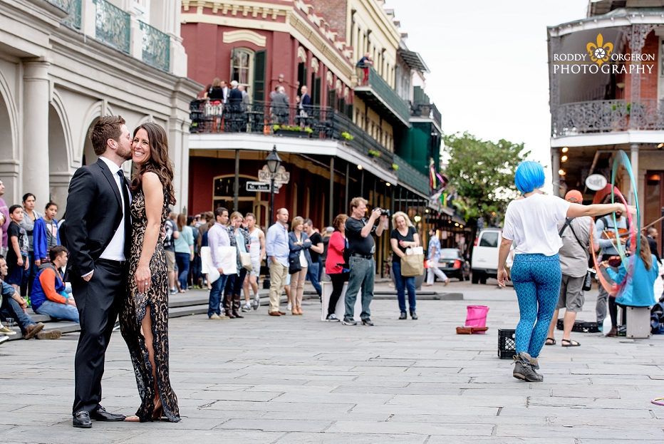 Bride and Groom in Jackson Square New Orleans for engagement session