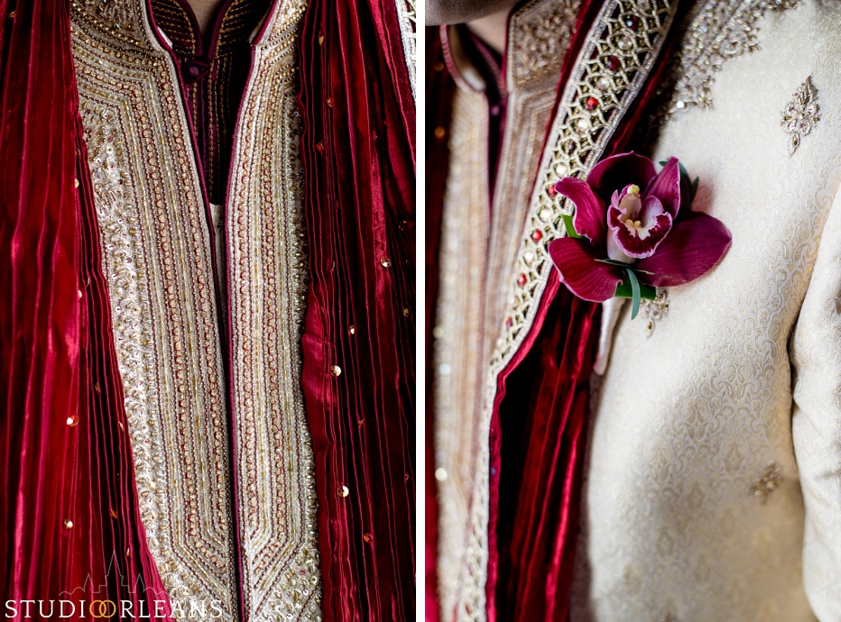 Indian wedding the grooms Sherwani at the Roosevelt hotel in New Orleans