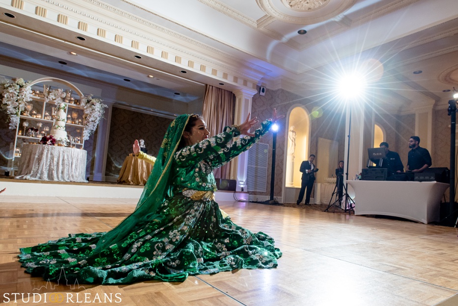 New Orleans Indian wedding reception BellyTwins International dancing -The Roosevelt hotel