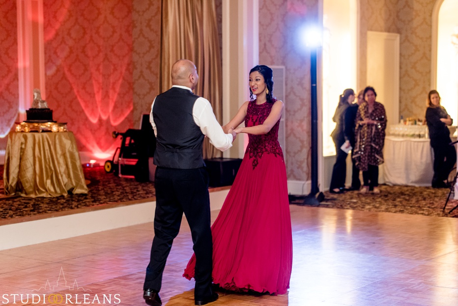 The Roosevelt hotel Indian wedding reception - bride and groom dancing
