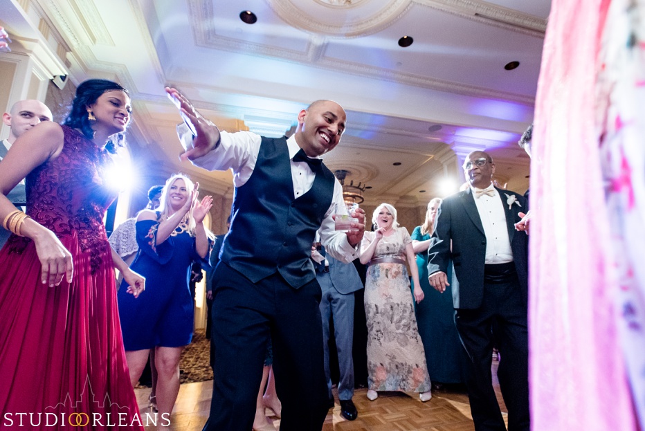 The Roosevelt hotel Indian wedding reception - groom dancing