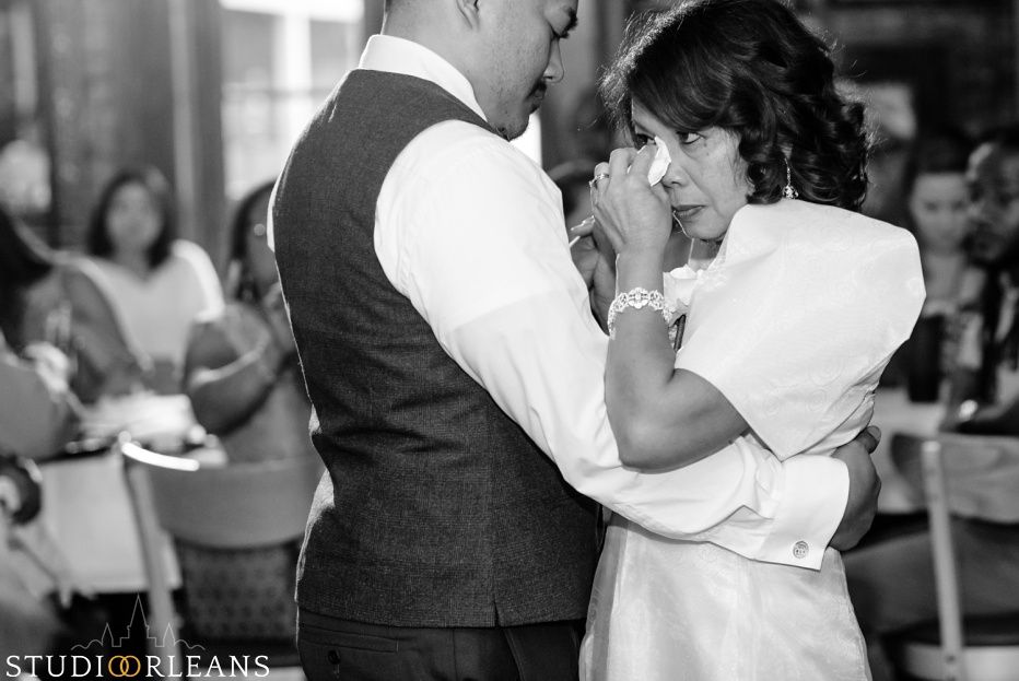 An Oceana Grill wedding in New Orleans groom and his mother dance