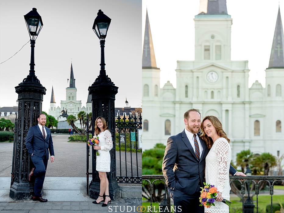 Engagement session in New Orleans in front of the Saint Louis Cathedral