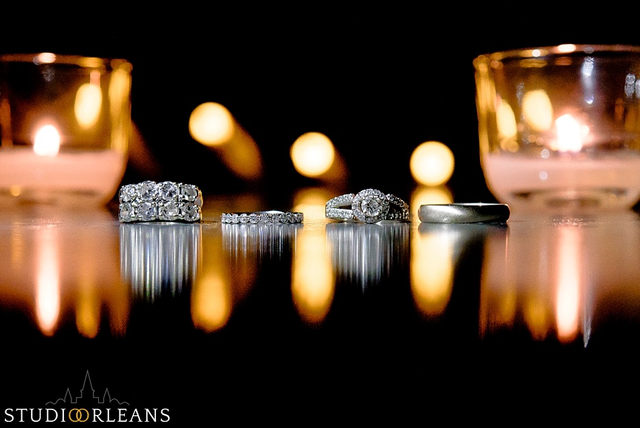 Beautiful wedding rings at the Chateau Lemoyne hotel