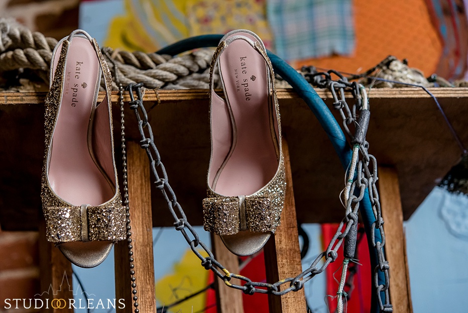 Beautiful Kate Spade shoes on some decor at the Old 77 hotel in the French Quarter in New Orleans