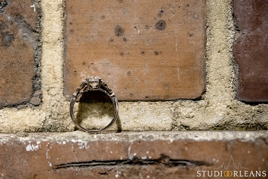 Beautiful Engagement ring on some old New Orleans brick in the French Quarter
