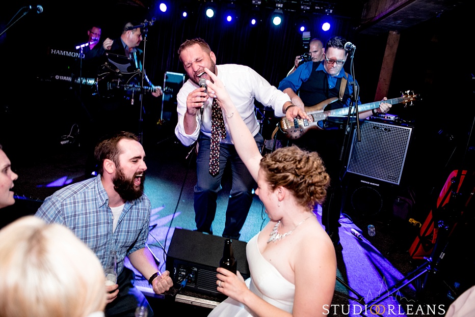 House of Blues wedding reception partying on the dance floor - Same sex wedding in New Orleans