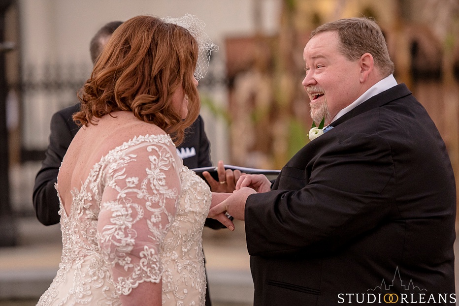 The wedding ceremony and ring exchange in Jackson Square - New Orleans
