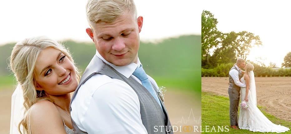 Portraits of the bride and groom at the Berry Barn