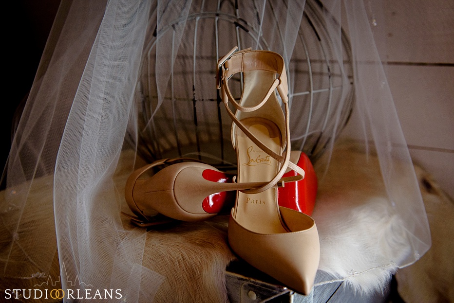The bride received these Louis Vuitton shoes from her husband to wear on her wedding day at Berry Barn