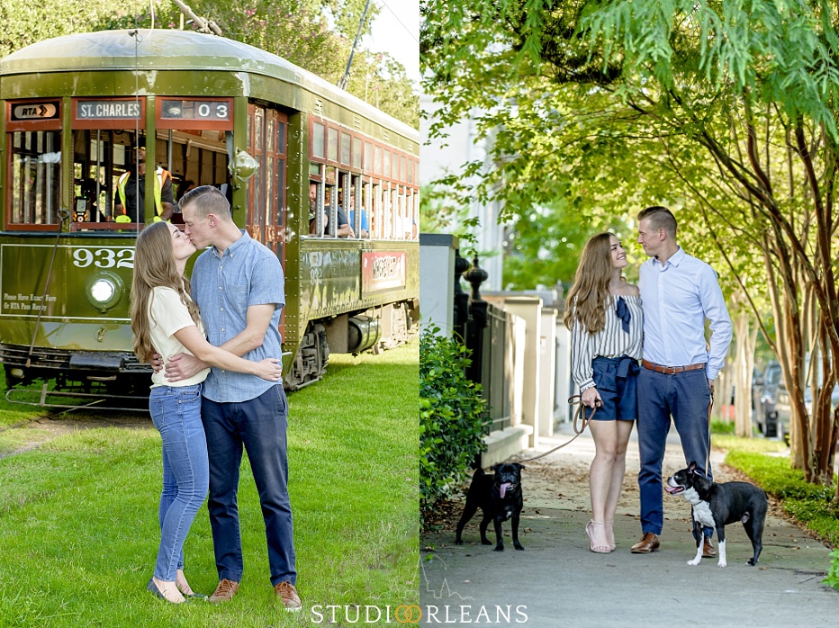 Courtney, Dave, Charlie and Tug in New Orleans on Saint Charles Avenue by the streetcar - Such a beautiful family!