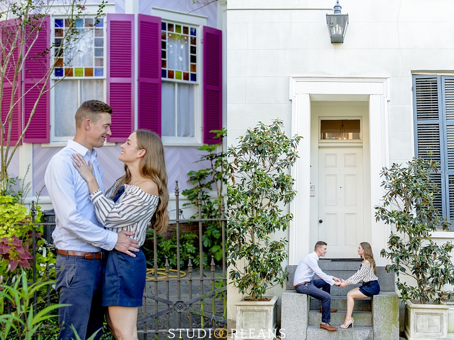 Courtney & Dave's engagement session in New Orleans off of Magazine Street