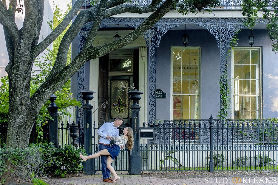 Courtney & Dave's engagement session in New Orleans off of Magazine Street